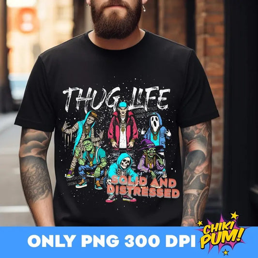 Thug Life Hiphop Fashionable Style Halloween Shirt, Halloween Mummy Skeleton and Witches Spooky Vibes T-shirt, Available size S to 3XL for men and women Cotton Menswear