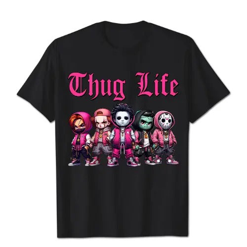 Thug Life Horro Movie T-Shirt, Fr.iends Horro Characters Unisex T-Shirt, Horro Movie Killlers T-Shirt, Gift For Fan, Gift For Her, Gift For Him Fabric Fit Classic Menswear