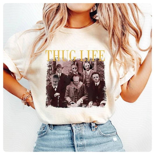 Thug Life Horror Movie Shirt, Horror Movie Killers Shirt, Friends Horror Characters Shirt, Friend Horror Halloween Shirt, Happy Halloween Gift