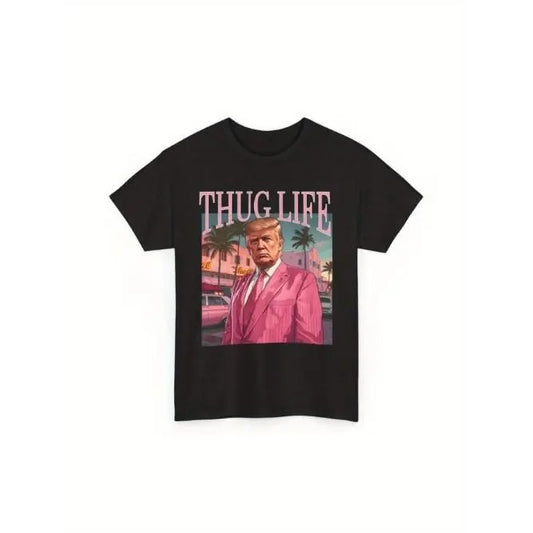 Thug Life Parody Pink Suit - Donald Trump Miami Vice Vibes T-Shirt - Graphic Tee Made in USA