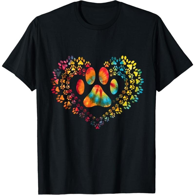 Tie Dye Love Dog Paw Print Heart Animal Lover T-Shirt.made in usa Hoodie, Sweatshirt | DripVista.com