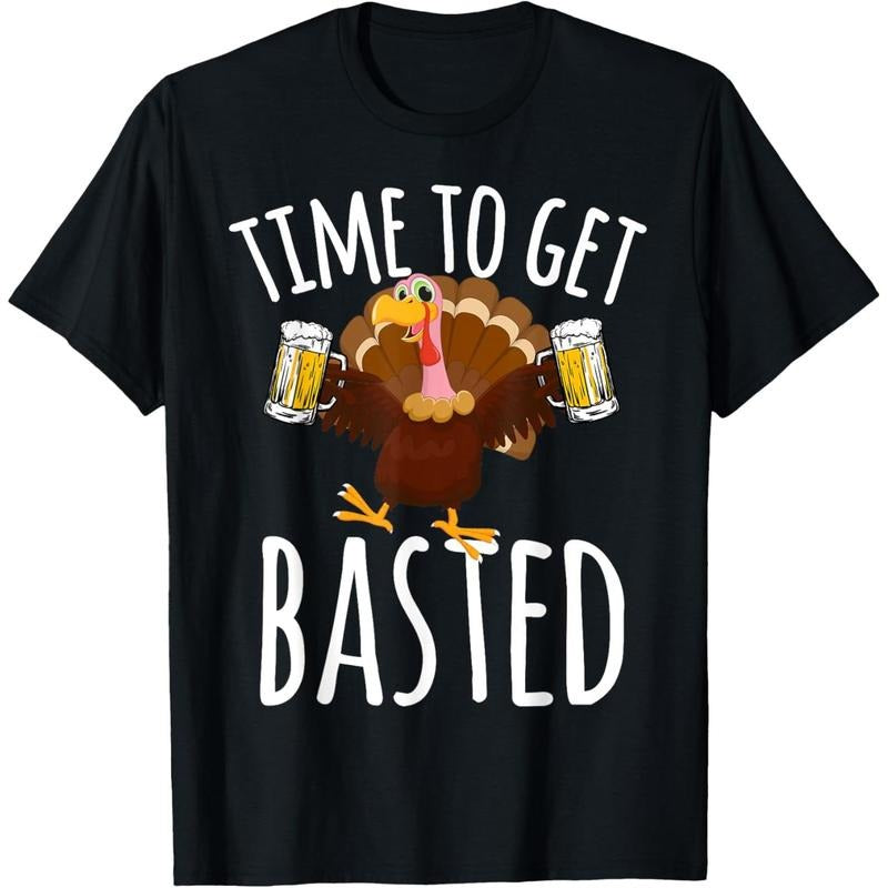 Time To Get Basted Funny Beer Thanksgiving Turkey Gift T-Shirt made in us Hoodie, Sweatshirt | DripVista.com