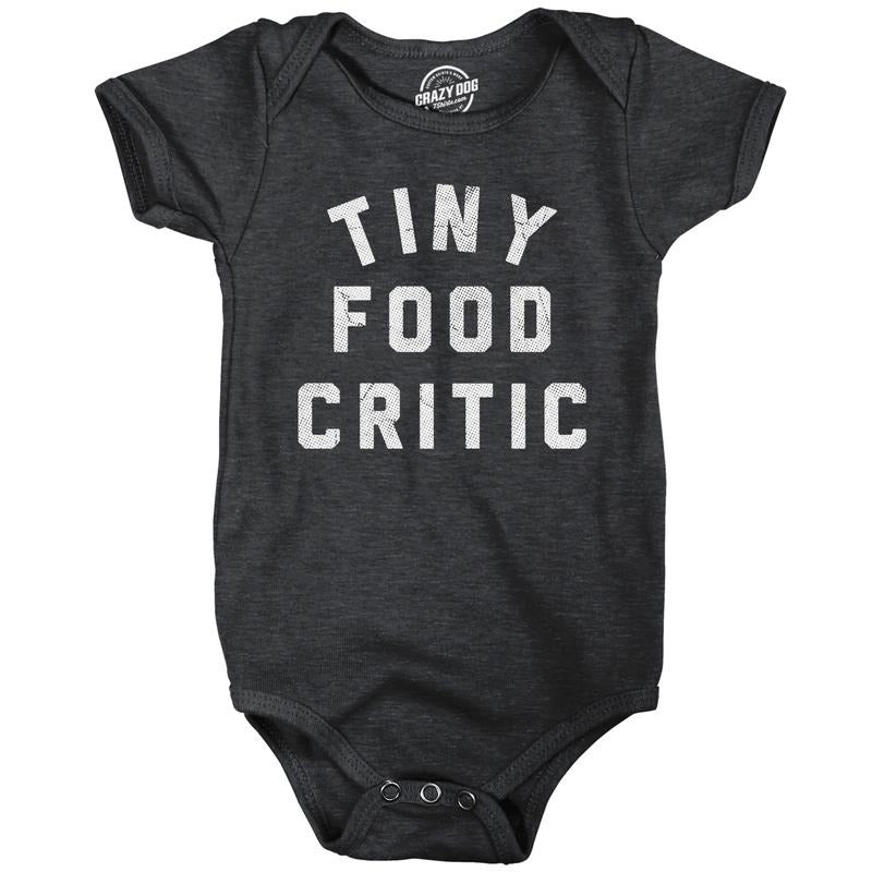 Tiny Food Critic Baby Bodysuit Funny Sarcastic Graphic Novelty Jumper For Infants Funny Baby Onesies Sarcastic Onesie for...