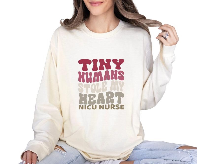 Tiny Humans Stole my Heart NICU Nurse Comfort colors Tee shirt Hoodie, Sweatshirt | DripVista.com