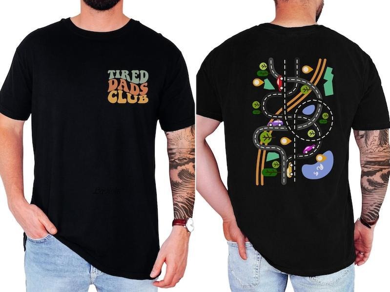 Tired Dads Club Shirt, Cute Tired Dads Club T-Shirt, Play Cars On Dad's Back sweatshirt, Mat Road Car Race Track Shirt,...