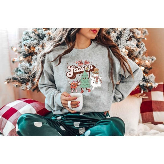 Tis The Season Sweatshirt, Christmas Tis The Season Sweatshirt, Merry Christmas Sweatshirt, Christmas Sweatshirt, Cute Winter Sweatshirt Fabric Fit Womenswear