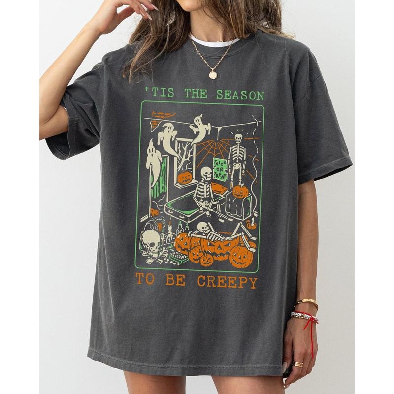 Tis The Season, Creepy, Spooky, Skeleton, Funny, Witch, Aesthetic, Meme, Halloween, Costume, Tshirt, Women's, Comfort Colors Tee, Spooky, Tshirt, Witch, Pumpkin, Ghost, Skeleton
