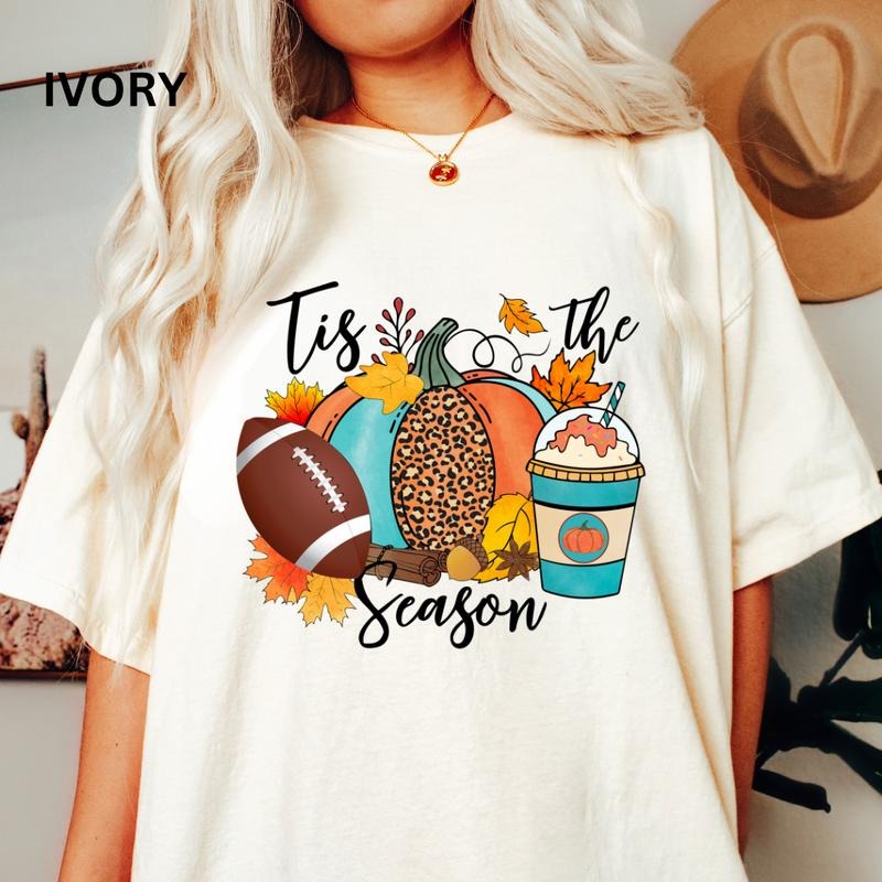 Tis the season fall #4 Shirt, Oversized Fall Pumpkin Shirt, Fall shirt, Comfort Colors Halloween Shirt, Casual Shirt...