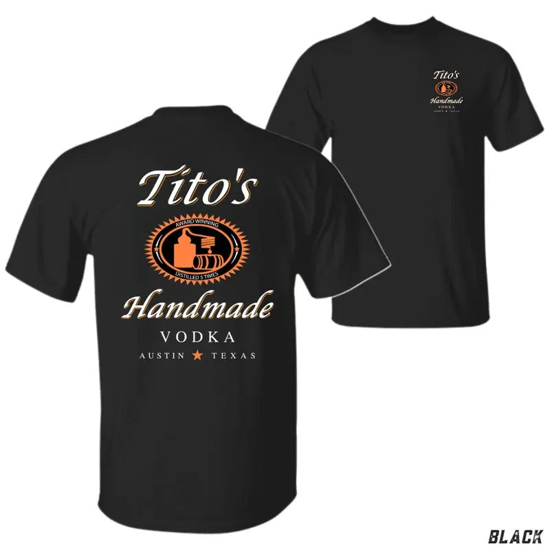 Tito'WB shield Handmade Vodka T-shirt - Bold Graphic Featuring Tito'WB shield Distilled Vodka Logo, Perfect for Fans FOG...