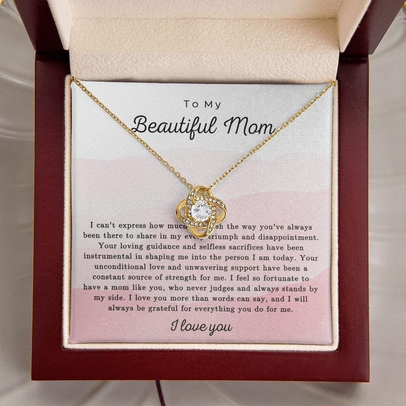 To My Beautiful Mom Necklace, Mom Gift Necklace, Birthday Gift For Mother From Daughter, Necklace With Message Card, Gift...