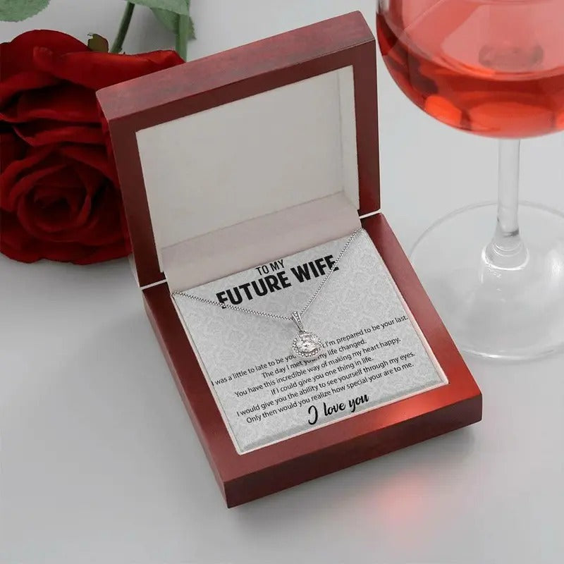 To My Future Wife Necklace, Romantic Fiancee Jewelry, Anniversary Gift For Her, Necklace With Message Card, Gift For...