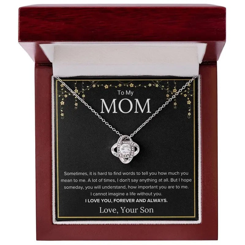 To My Mom Necklace, Gift For Mom, Mom Gift From Daughter Or Son Necklace, Necklace With Message Card, Gift For Mother...