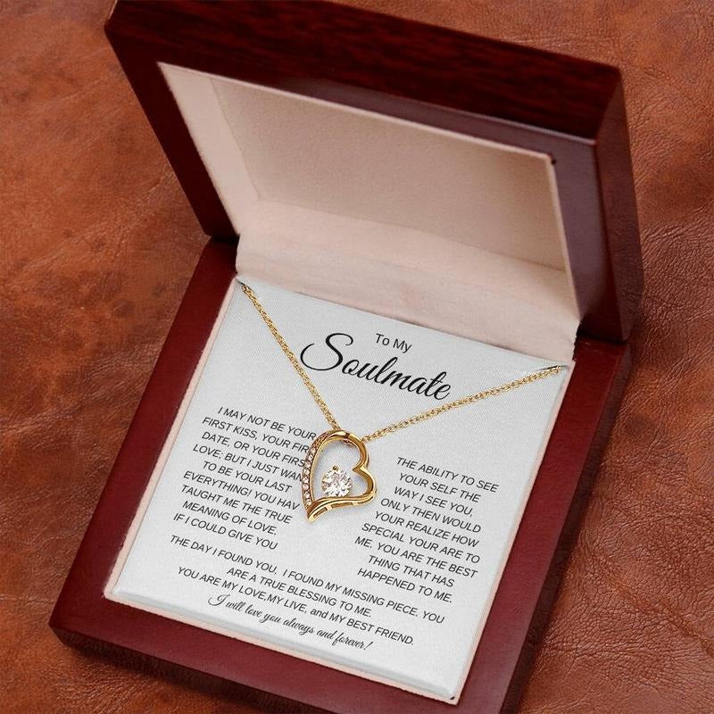 To My Soulmate Necklace, To My Beautiful Soulmate Necklace, Wife Girlfriend Soulmate Gift, Anniversary Gift For Her, Love Necklace With Message Card, Gift For Her, Necklace With Gift Box, Valentine Gifts, Necklace Gift, Gifts For Valentines Day