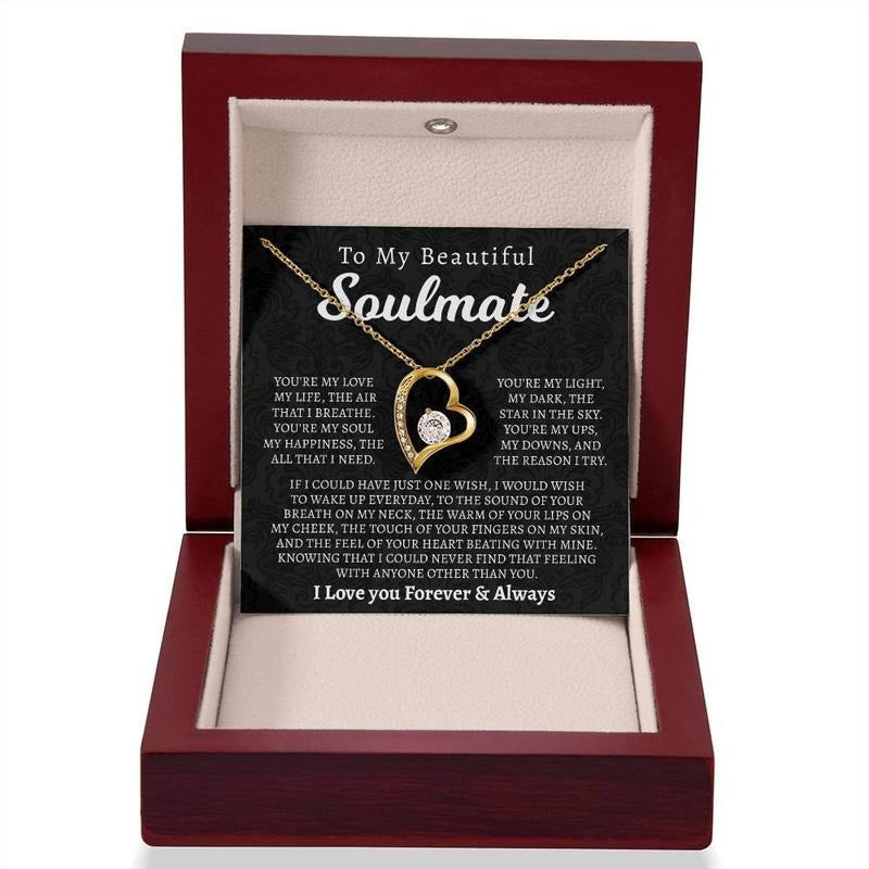To My Soulmate Necklace, You're My Love, Soulmate Gift, Gift For Her, Girlfriend Wife Necklace, Valentine's Day Gift, Love Necklace With Message Card, Gift For Her, Necklace With Gift Box, Best Valentines Gifts, Jewelry Box, Gifts For Valentines Day