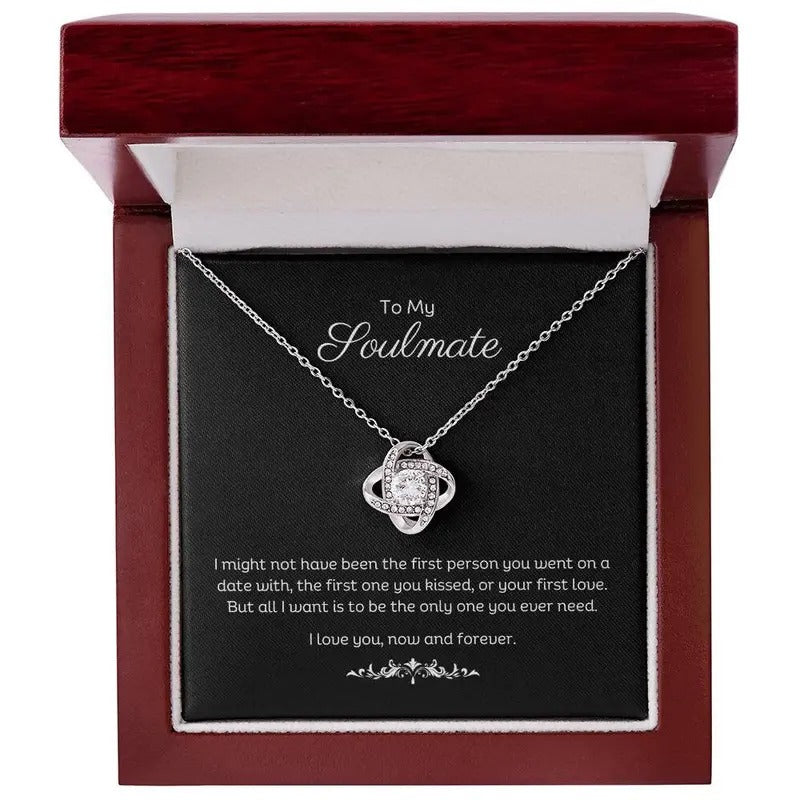 To My Soulmate, Love Knot Pendant Necklace, A Special Jewelry Gift for Her, Perfect for Girlfriend or Wife. A Thoughtful...