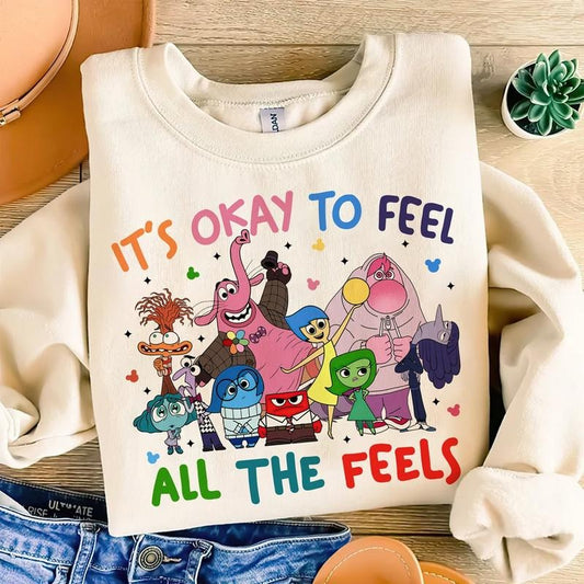 Today I Feel All The Feels Sweatshirt, Cartoon Movie Characters Shirt, Family Vacation Shirt, Mental Health Shirt