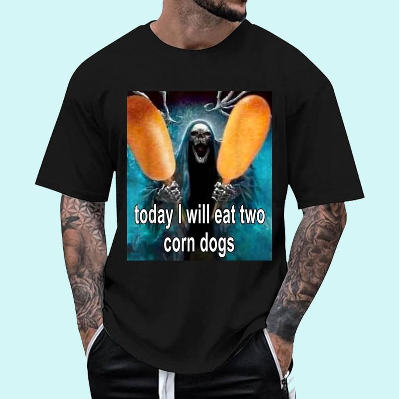 Today I Will Eat Two Corn Dogs Meme T-Shirt | Tee For Men and Women, Unisex Cotton Hoodie, Sweatshirt | DripVista.com