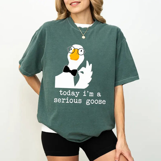 Today I'm a Serious Goose Comfort Colors Shirt, Funny Serious Goose Graphic Tee, Meme Silliest Goose Unisex T-shirt, Funny Gift For Besties