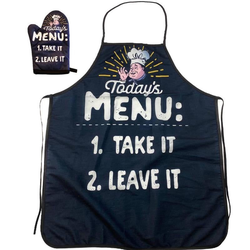 Today's Menu Take It Or Leave It Funny Chef Cooking Graphic Kitchen Accessories Funny Graphic Kitchenwear Funny Food ...