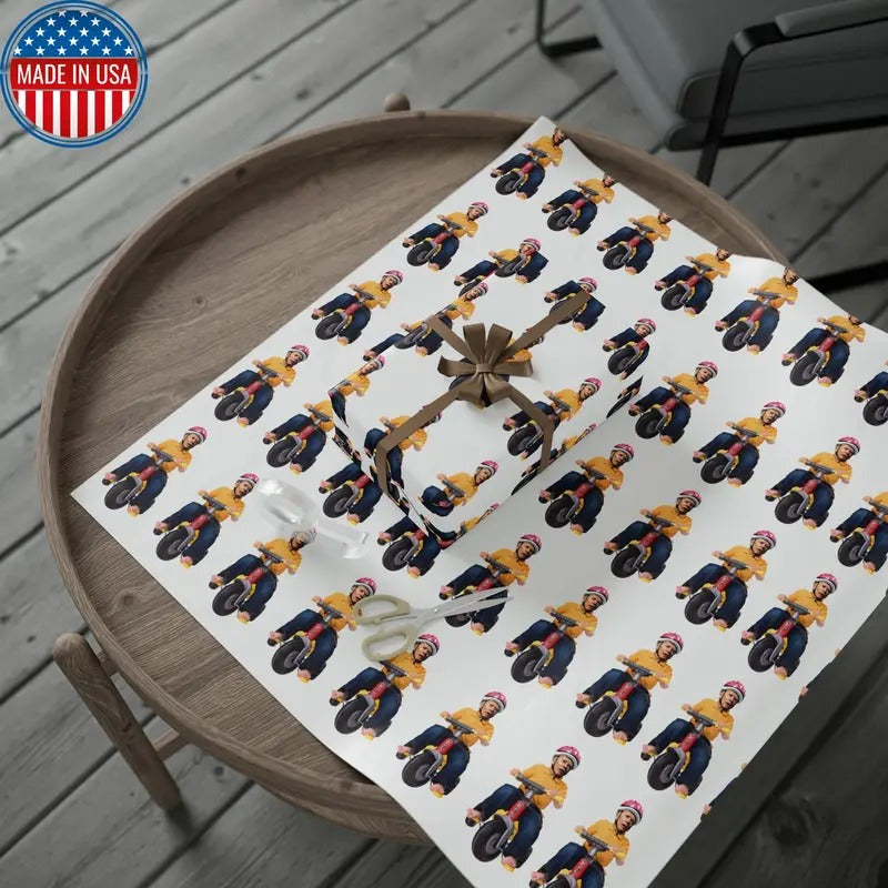 Toddler Biden Brandon Wrapping Paper - Funny Gift Wrap Biden Bike Gift Pro Trump Christmas Wrap Maga Let's Go Brandon Republican Gift