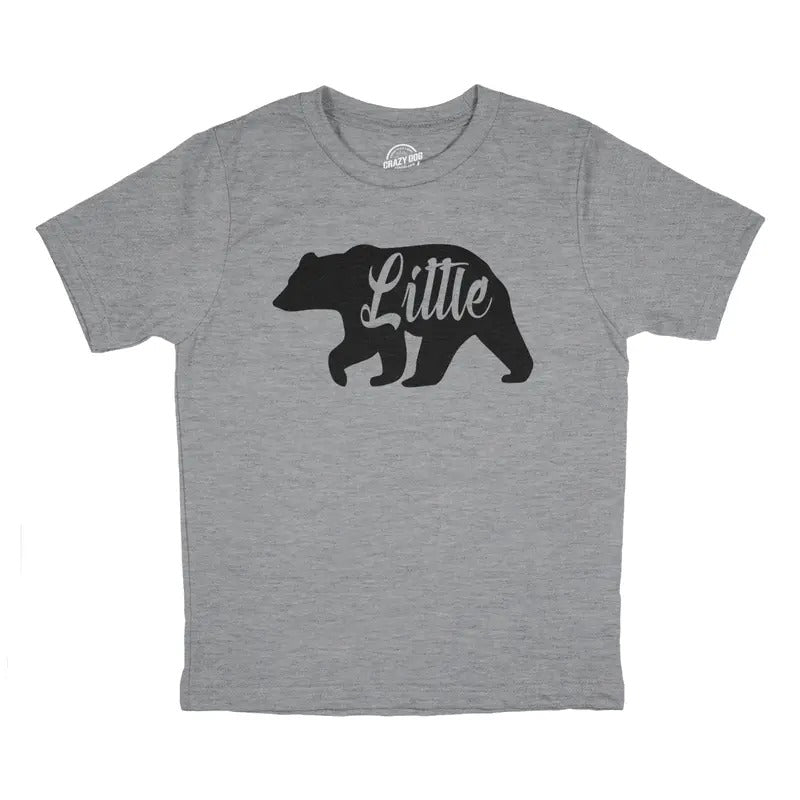 Toddler Little Bear Cute Gift for Children Funny Graphic Novelty Family T shirt Funny Toddler Shirts Funny Animal Apparel Childrens Graphic Tees Light Grey