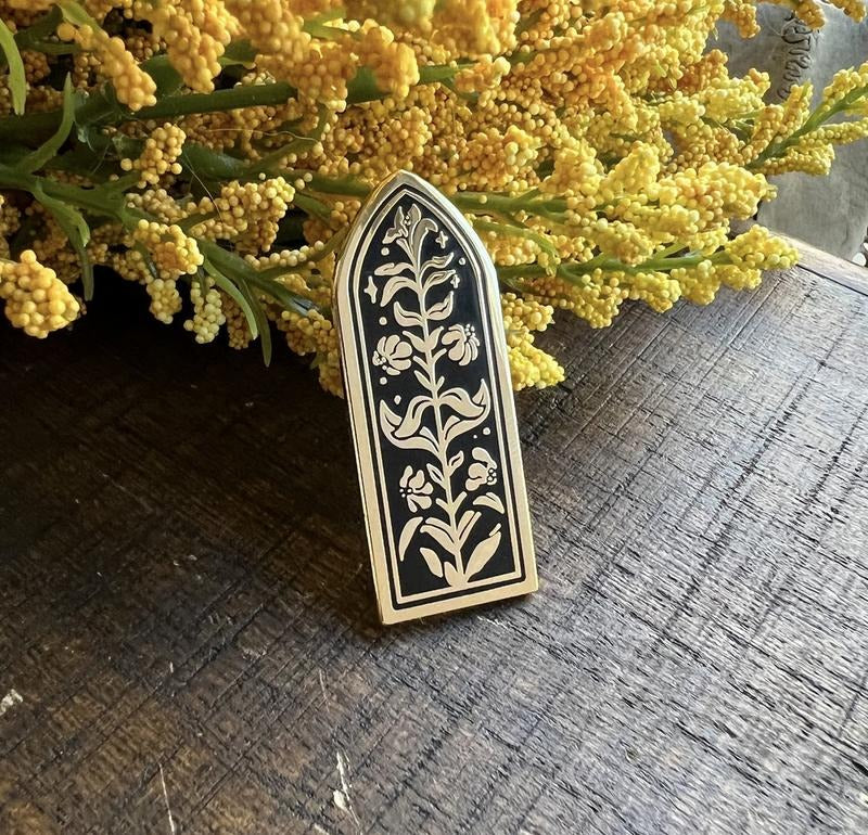 Tomb Lily Gold Enamel Pin (cememtery set, botanical, gravestone imagery) T-Shirts, Hoodie, Sweatshirt | DripVista.com