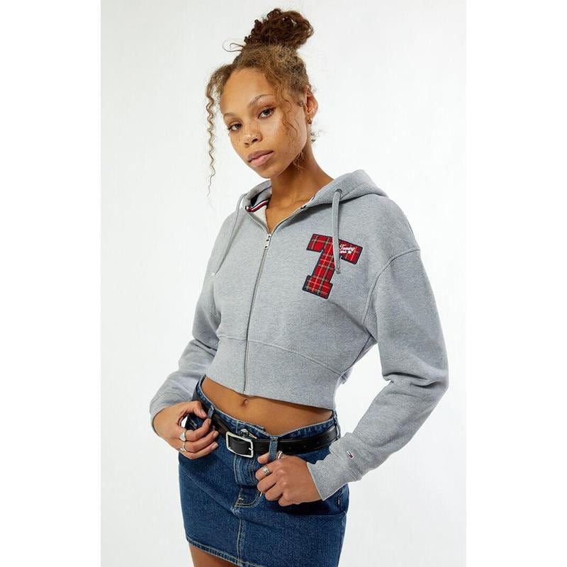 Tommy Jeans Women's T Applique Zip Up Hoodie T-Shirts, Sweatshirt | DripVista.com