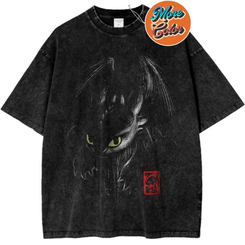 Toothless How to Train Your Dragon Animated Vintage Shirt, Cotton Unisex T-Shirt, Crew Neck, Size S- 3XL, Menswear Top, Womenswear Top Underwear Streetwear