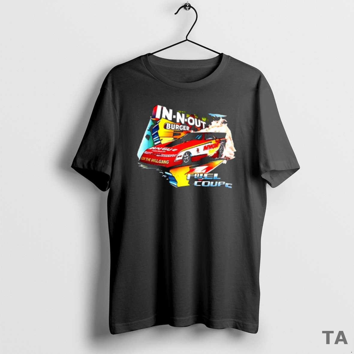 Top In N Out Burger Funny Car Drag Racing Team Over The Hill Gang And T-Shirts, Hoodie, Sweatshirt | DripVista.com