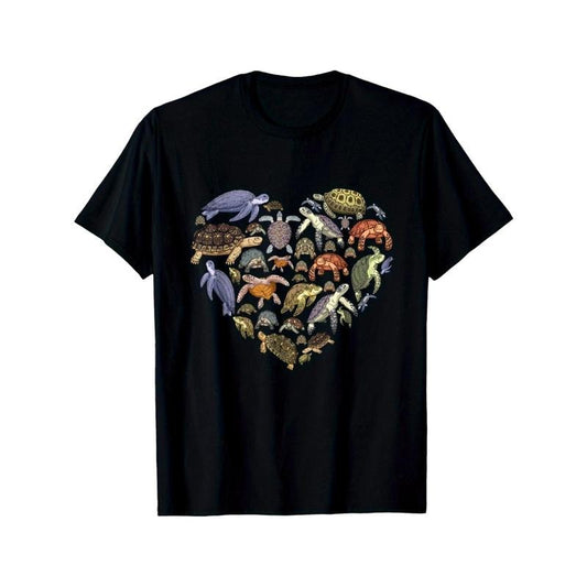 Tortoise heart, love turtle gift, marine animals, men's T-shirt, casual, summer T-shirt soft and breathable, men's printed T-shirt, cotton made in usa