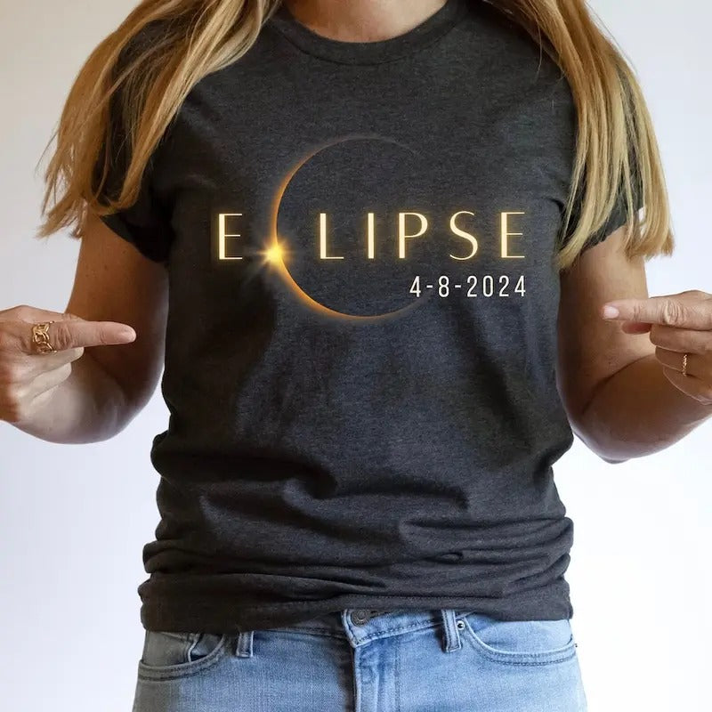 Total Solar Eclipse 2024 Shirt, April 8 2024, USA Map, Path of Totality Tee, Spring America Eclipse Souvenir Gift, Hodie...