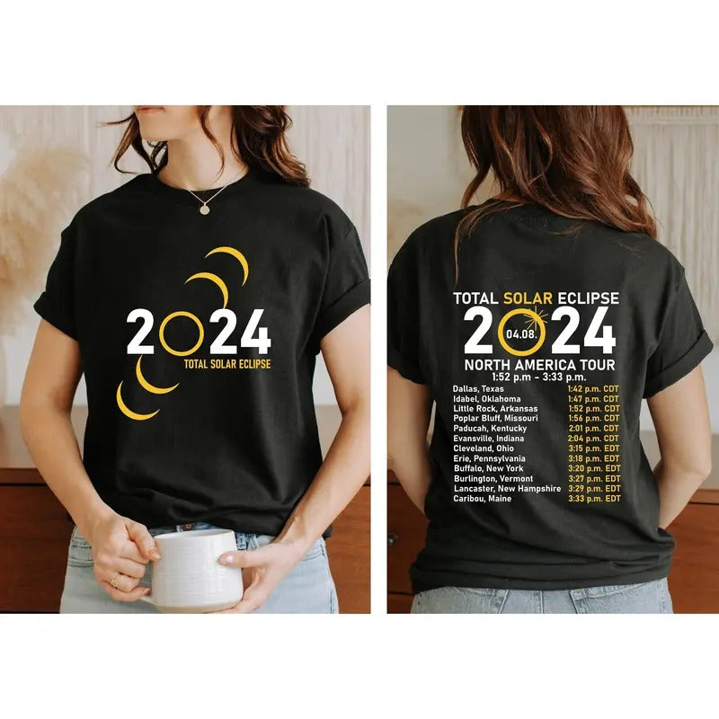 Total Solar Eclipse 2024 Shirt, Double-Sided Shirt, April 8th 2024 Shirt, Eclipse Event 2024 Shirt, Celestial Shirt, Gift...