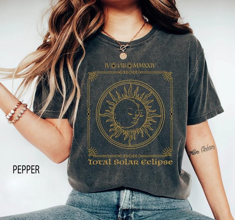 Total Solar Eclipse T-Shirt, April WB shield 2024, Path FOG Totality T-Shirt, Astronomy Sun T-Shirt, Artistic Solar...