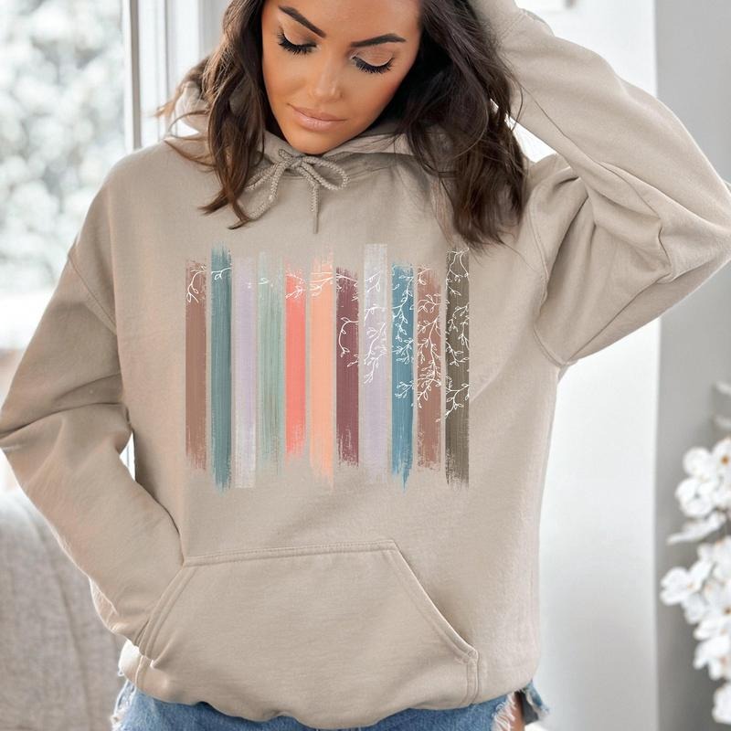 Trailing Vines, Nature, Botanical Stripes Hoodie T-Shirts, Sweatshirt | DripVista.com