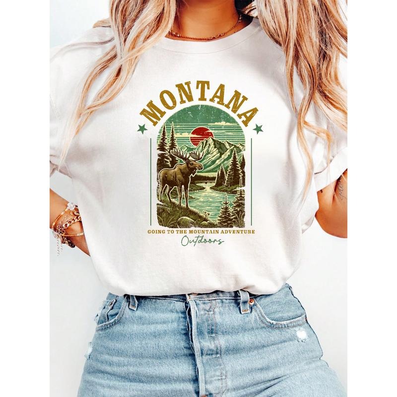 Travel - TNF Memorial Tee: Montana "Going Hidden leaf ninja TNF Mountain Adventure" Print, Ideal for Travel Keepsakes...