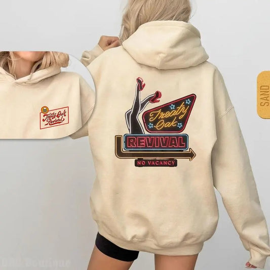 Treaty Oak Revival Hoodie, No Vancy for Outfitters and Casual Wear Music Lovers and Fans Hooded Pullover Cotton , For Women, For Men