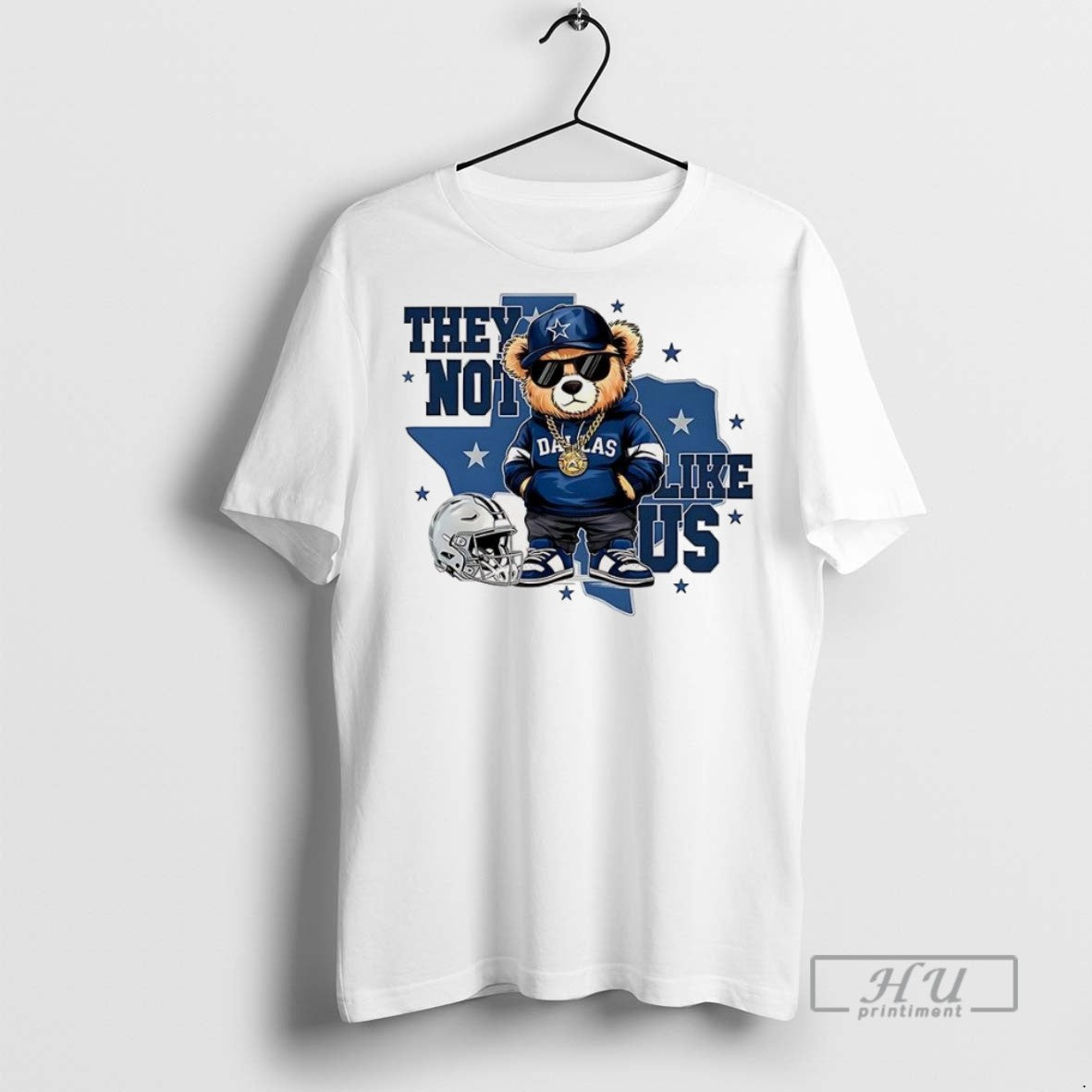 Trending Bear Dallas Cowboys Football They Not Like Us Helmet T Shirt