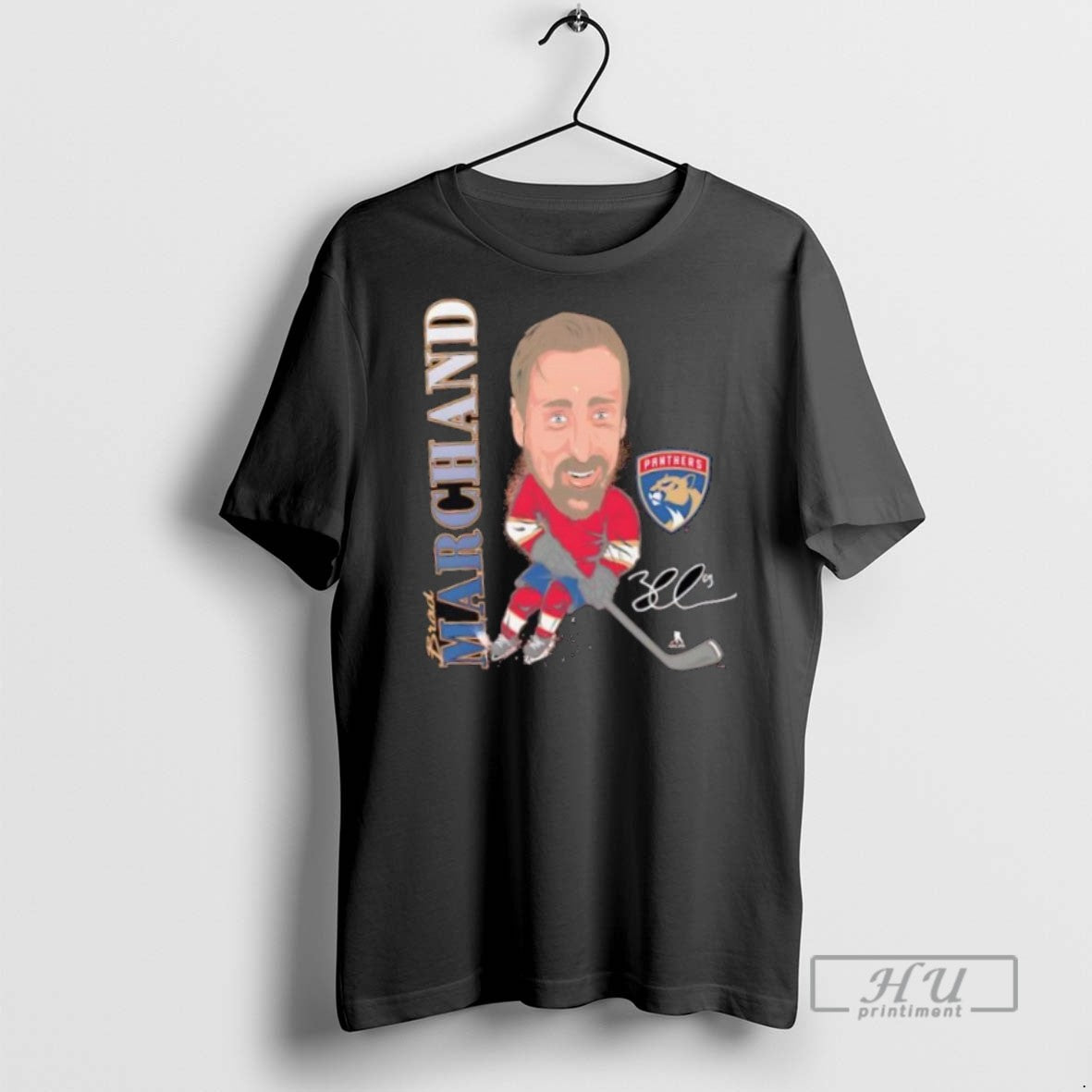 Trending Brad Marchand Big Head Caricature Signature Florida Panthers T Shirt