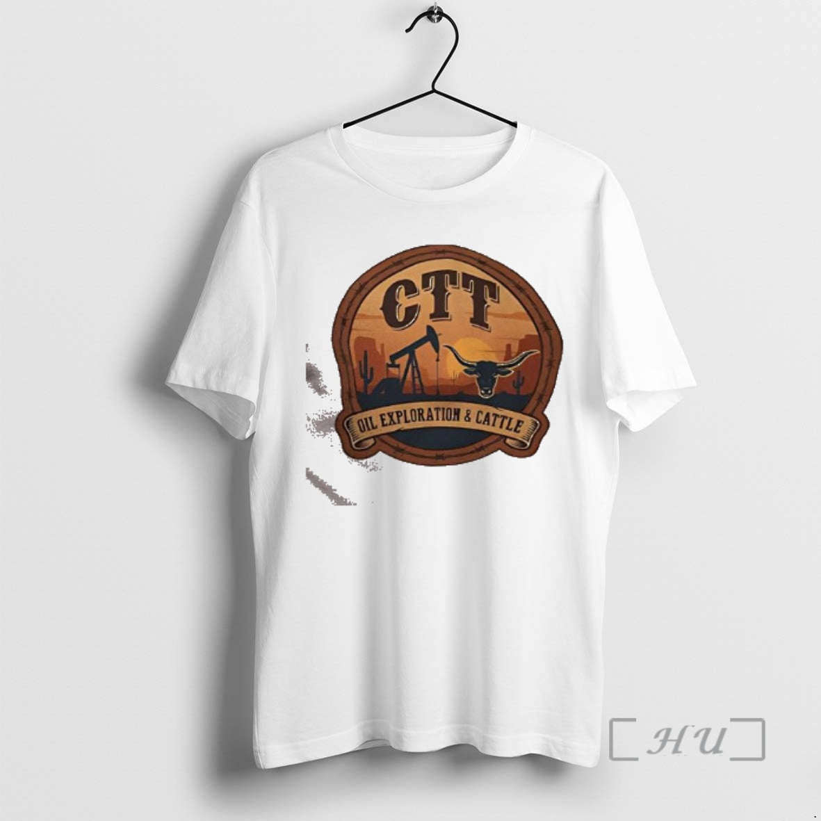 Trending Ctt Oil Exploration And Cattle Oil Rig Longhorn Sunset Texas Logo Premium T Shirts Hoodie, Sweatshirt
