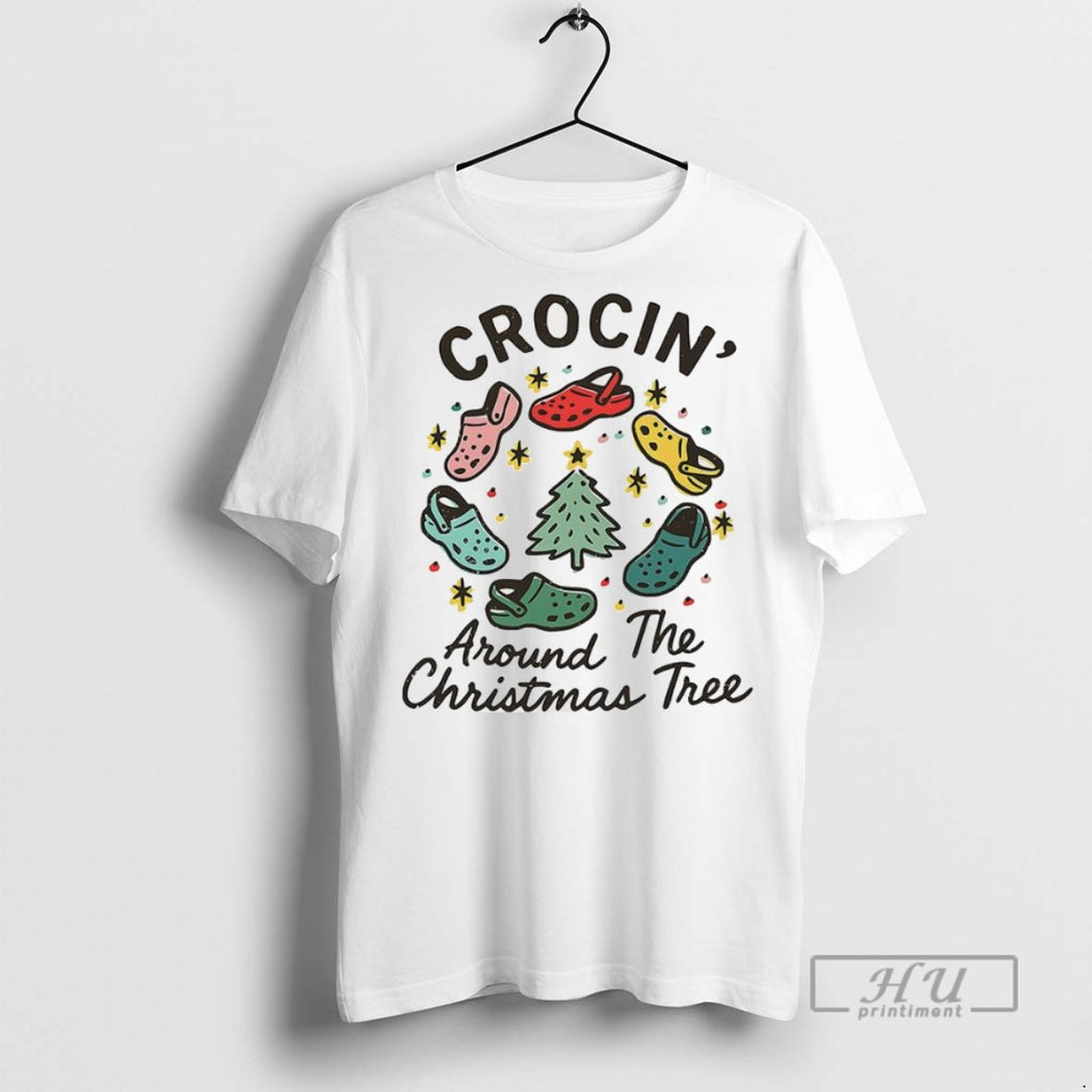 Trending Crocs Crocin Around The Christmas Tree Funny T Shirt