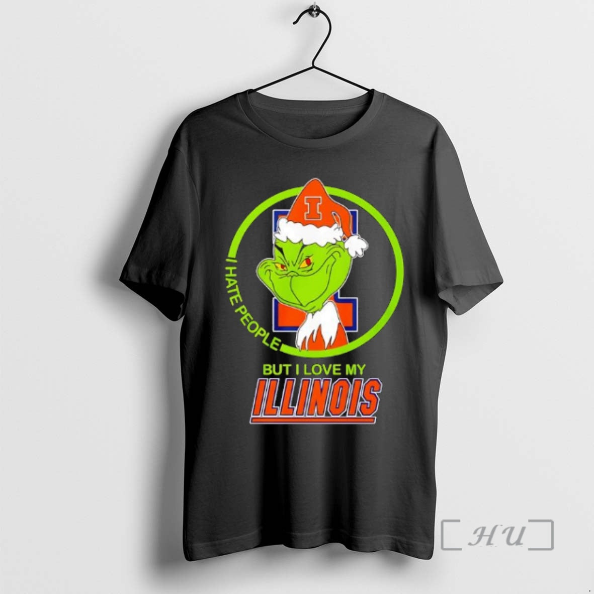 Trending Grinch I Hate People But I Love My University Of Illinois Logo Hat Premium T-Shirts, Hoodie, Sweatshirt