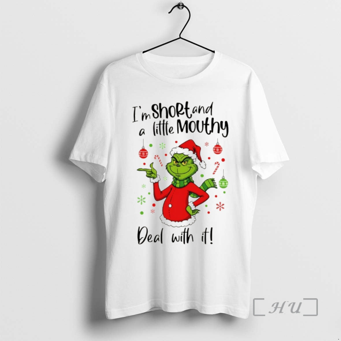 Trending Grinch Im Short And A Little Mouthy Deal With It Christmas Premium T Shirts Hoodie, Sweatshirt | DripVista.com