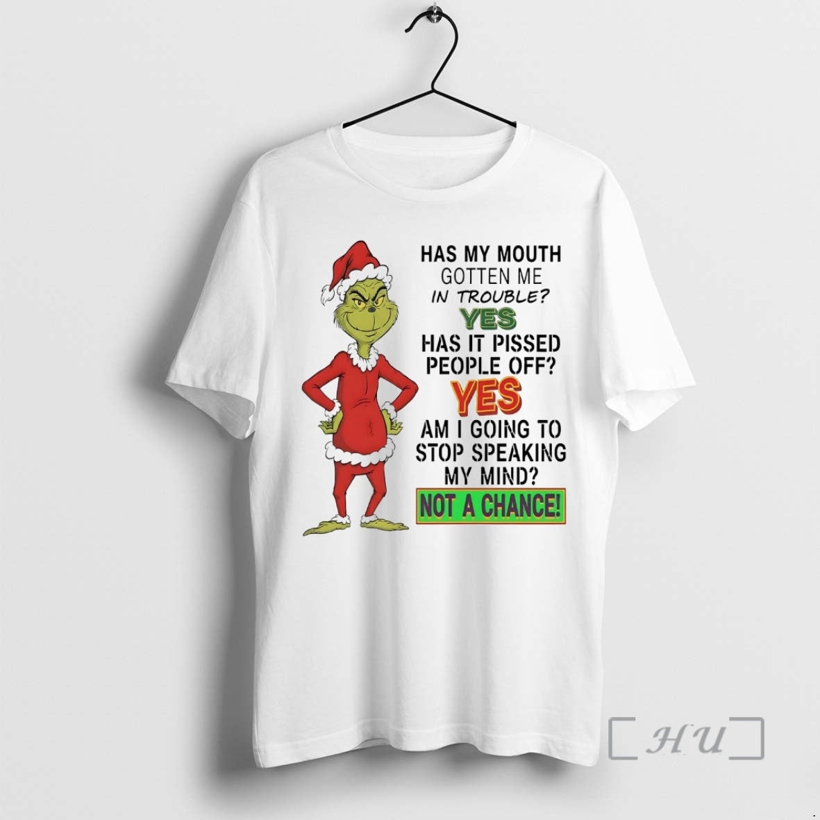 Trending Grinch Has My Mouth Gotten Me In Trouble Not A Chance Christmas Premium T-Shirts, Hoodie, Sweatshirt | DripVista.com