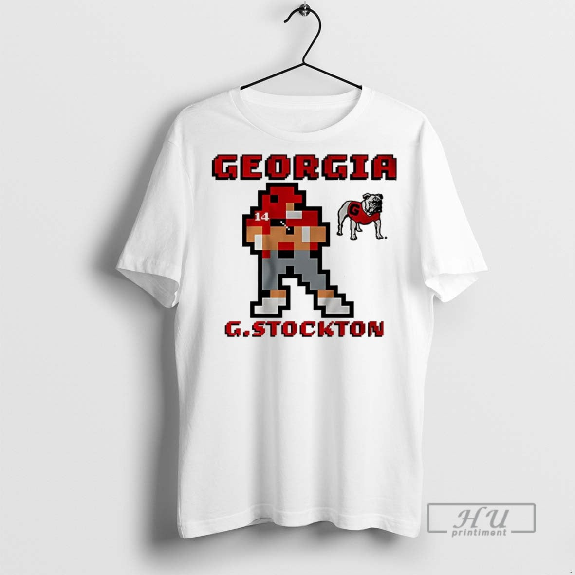 Trending Gunner Stockton Georgia Bulldogs Football Retro Baller 8 Bit Style T Shirt