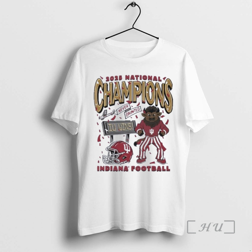 Trending Iu Football National Champions Mascot Never Daunted Confetti T-Shirts, Hoodie, Sweatshirt | DripVista.com