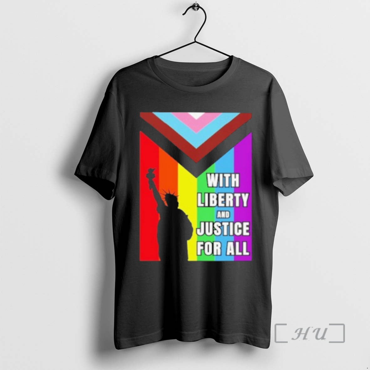 Trending Liberty Of Statue With Liberty And Justice For All Pride Flag Premium T Shirts Hoodie, Sweatshirt | DripVista.com