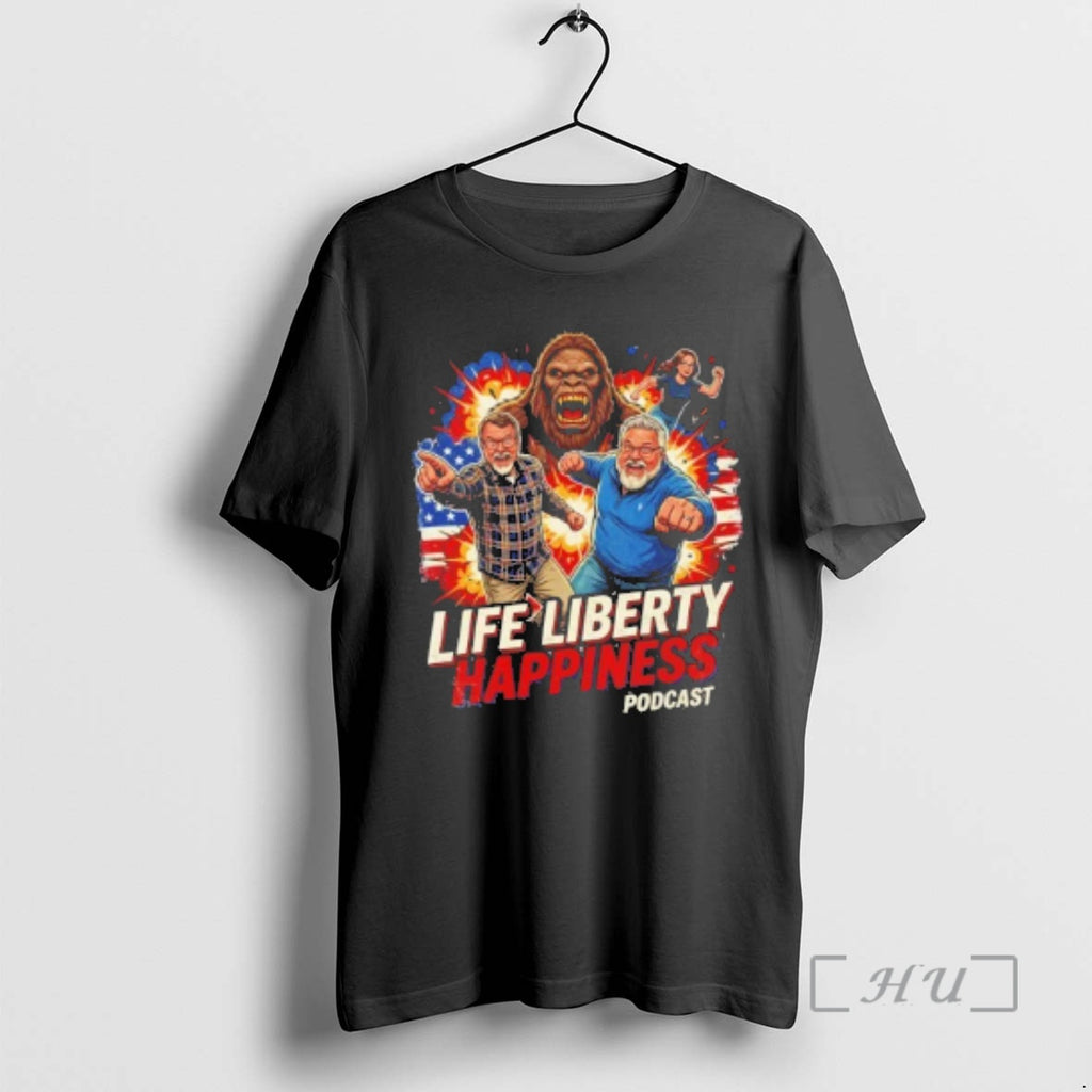 Trending Life Liberty Happiness Bigfoot Team T-Shirts, Hoodie, Sweatshirt | DripVista.com