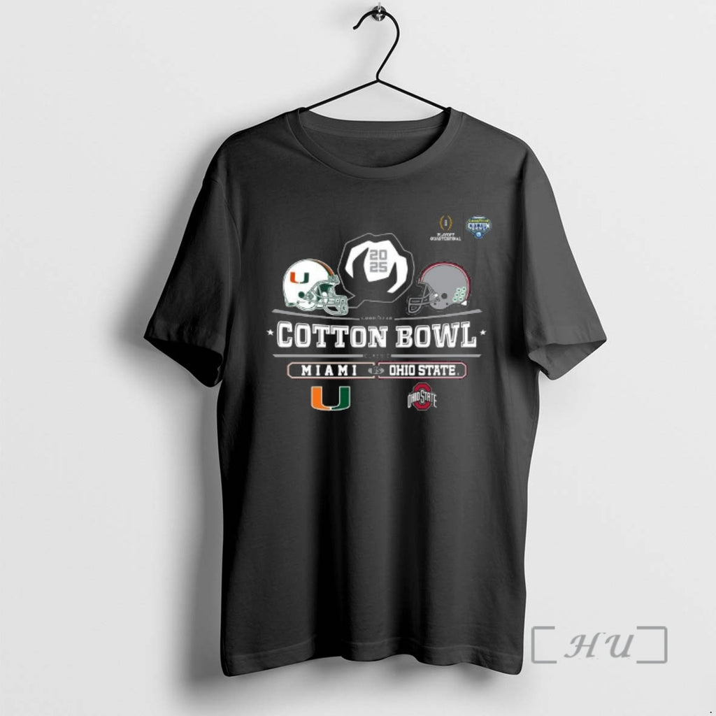 Trending Miami Vs Ohio State 2025 Cotton Bowl Helmet Logo December 31 Premium T Shirts Hoodie, Sweatshirt | DripVista.com