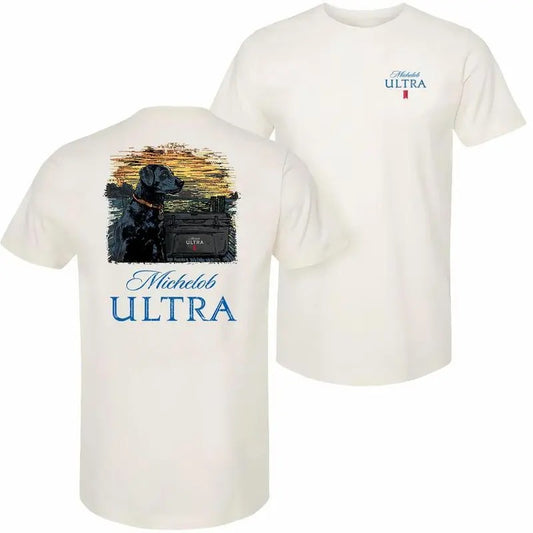 Trending Michel0b Ultra Sunset with Best Friend Dog T-shirt 2 sides, Michel0b Beer Unisex Cotton Tee for men, women, Gift for Dad & Mom Menswear Top