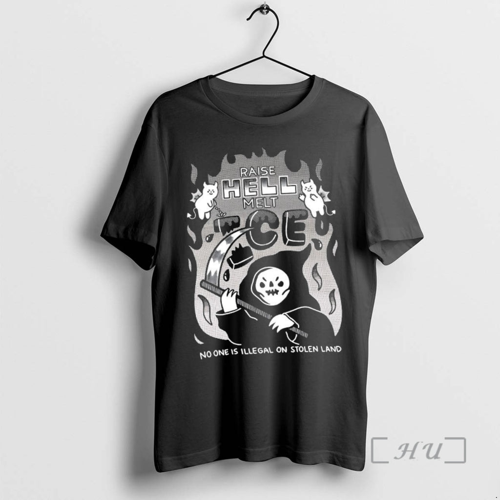 Trending Raise Hell Melt Ice No One Is Illegal On Stolen Land Cartoon Premium T-Shirts, Hoodie, Sweatshirt | DripVista.com
